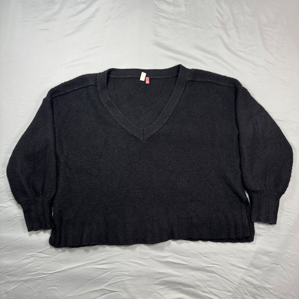 Pilcro and the Letterpress Black V-Neck Knit Sweater Womens L Oversized Cozy